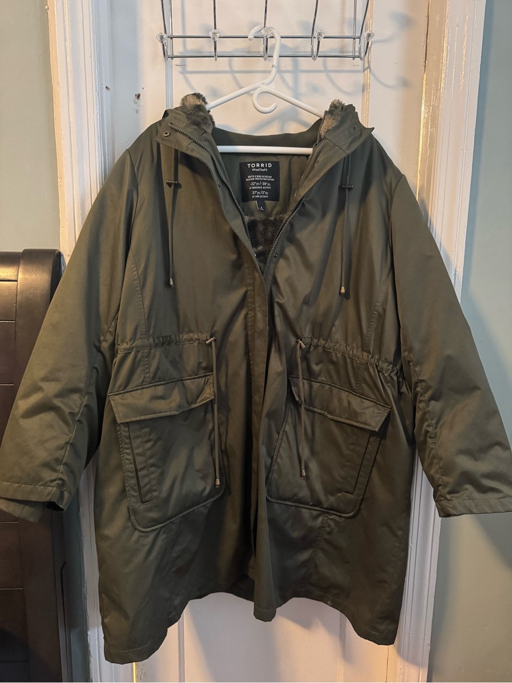 Torrid Olive Green Fur-Lined Parka Jacket - Women's